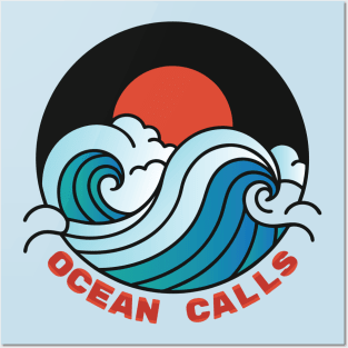 Ocean calls retro wave and sunset graphic Posters and Art